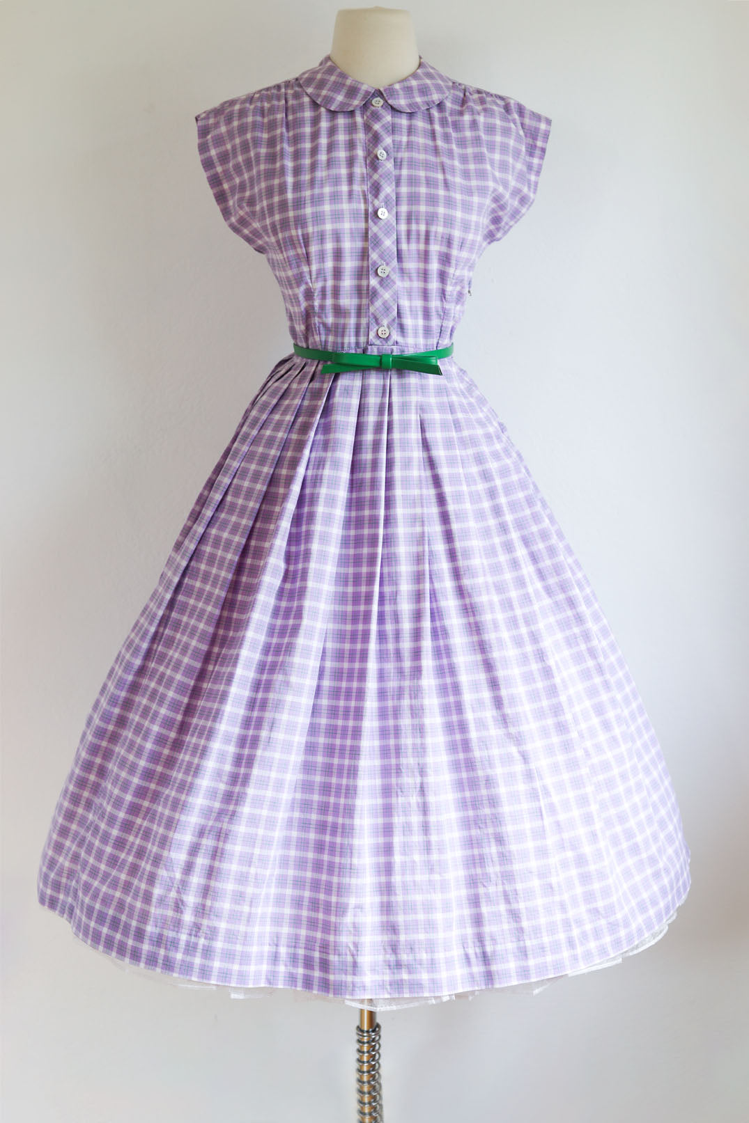 purple 50s dress Vintage 1950s Handmade USA Chiffon and boohoo Women's Sheer Mesh Bodice:Unlined Bodice Attached Straps jen6/9