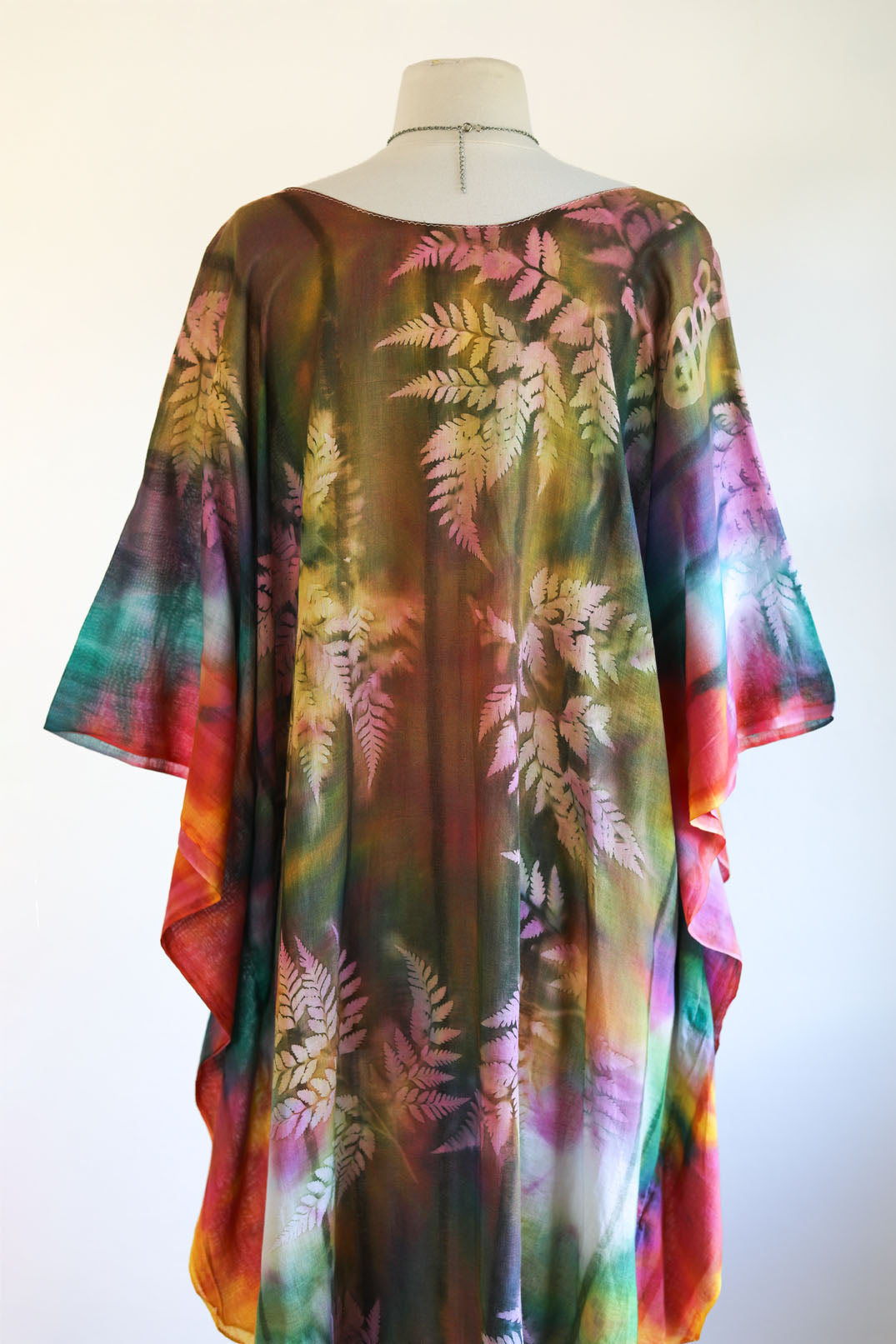 Vintage 1990s Y2K Dress - Amazing Fern + Rainbow Tie-Dye Gauze Cotton Kaftan Sundress Size XS to XL