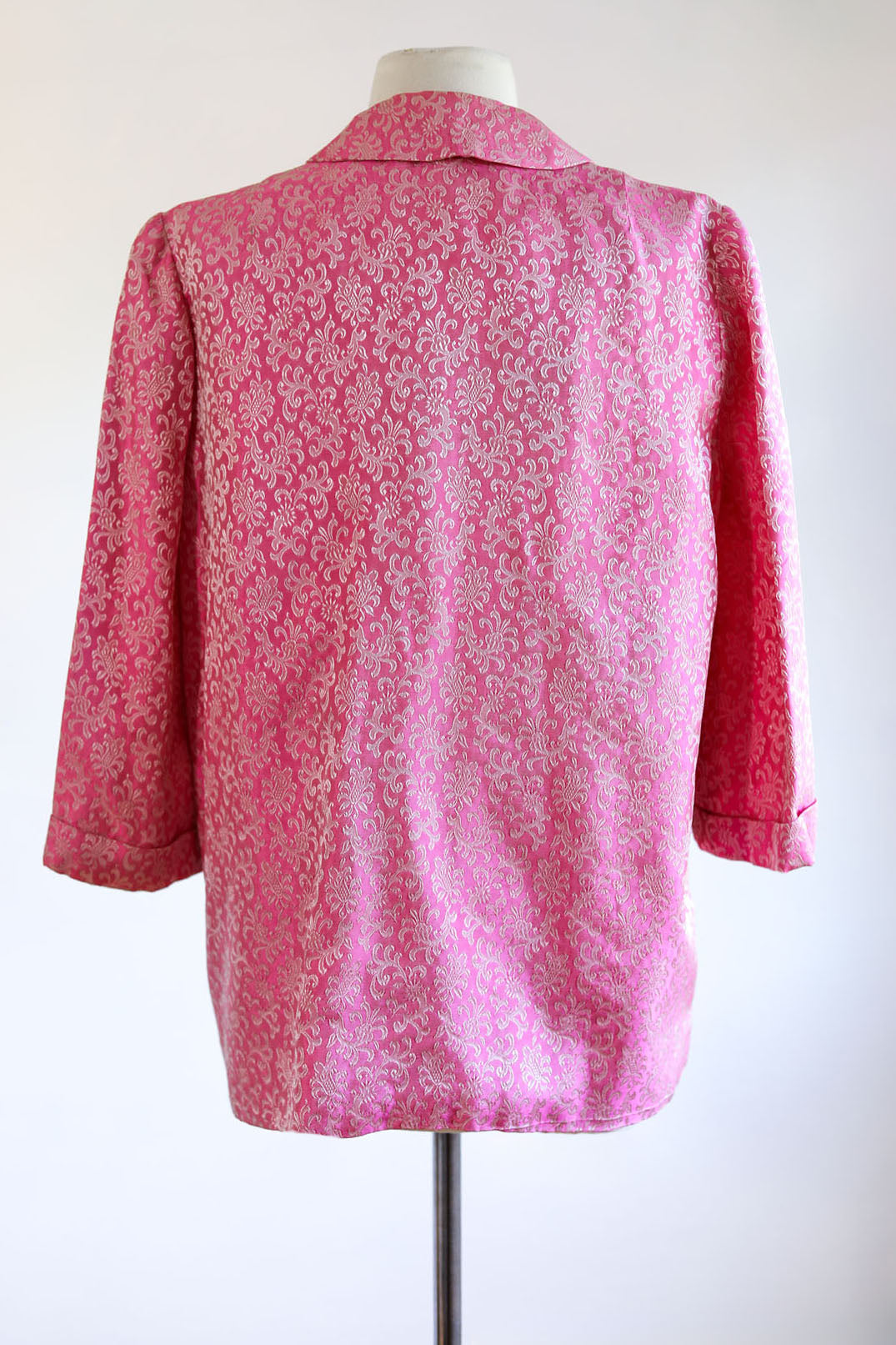 Vintage 1960s Cocktail Jacket - Barbie Box Pink Brocade Boxy Swing Coat w Pockets Size M to L
