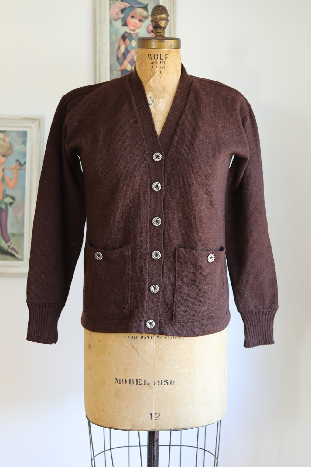 Vintage DEADSTOCK 1940s Knit Cardigan Chocolate Brown All-Wool Lambswool Sporty Knitwear Sweater w Pockets Choose Yours!