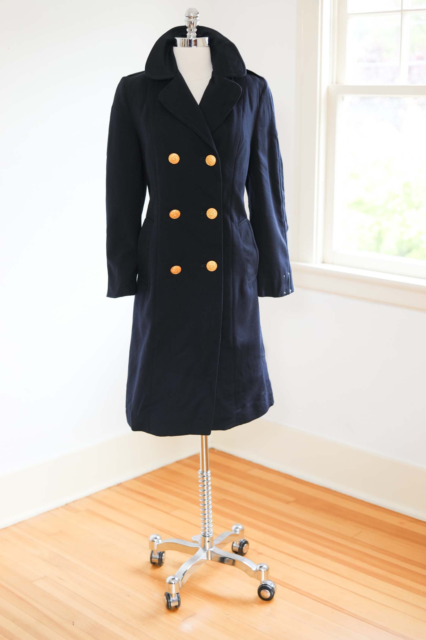 Navy Wool Coat Navy Blue Trench Coat Women Vintage US Navy Women's