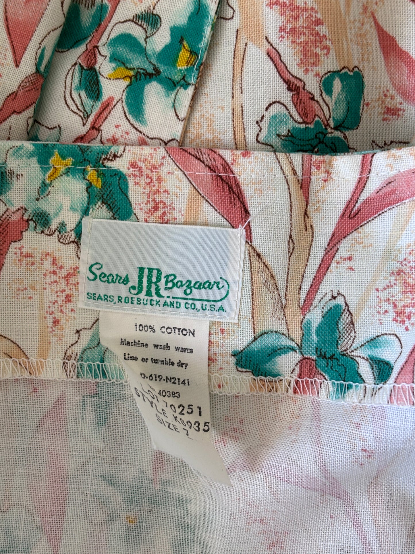 Vintage 1970s Deadstock Sundress - BEAUTIFUL IRISES Wide Strap Sears Jr. Cotton Dress Size XS to S