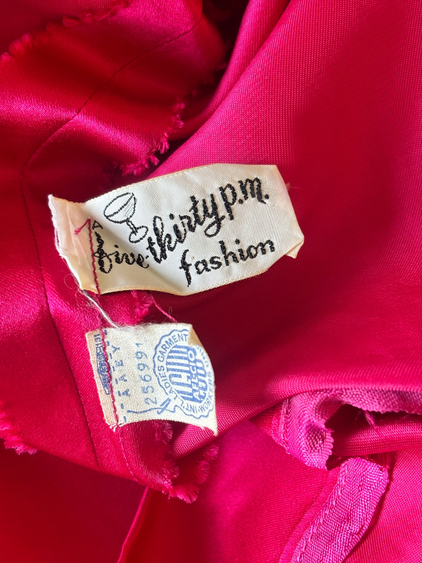 Vintage 1960s Dress - Stunning Bright Fuchsia Satin Designer Princess Party Dress Size S to M