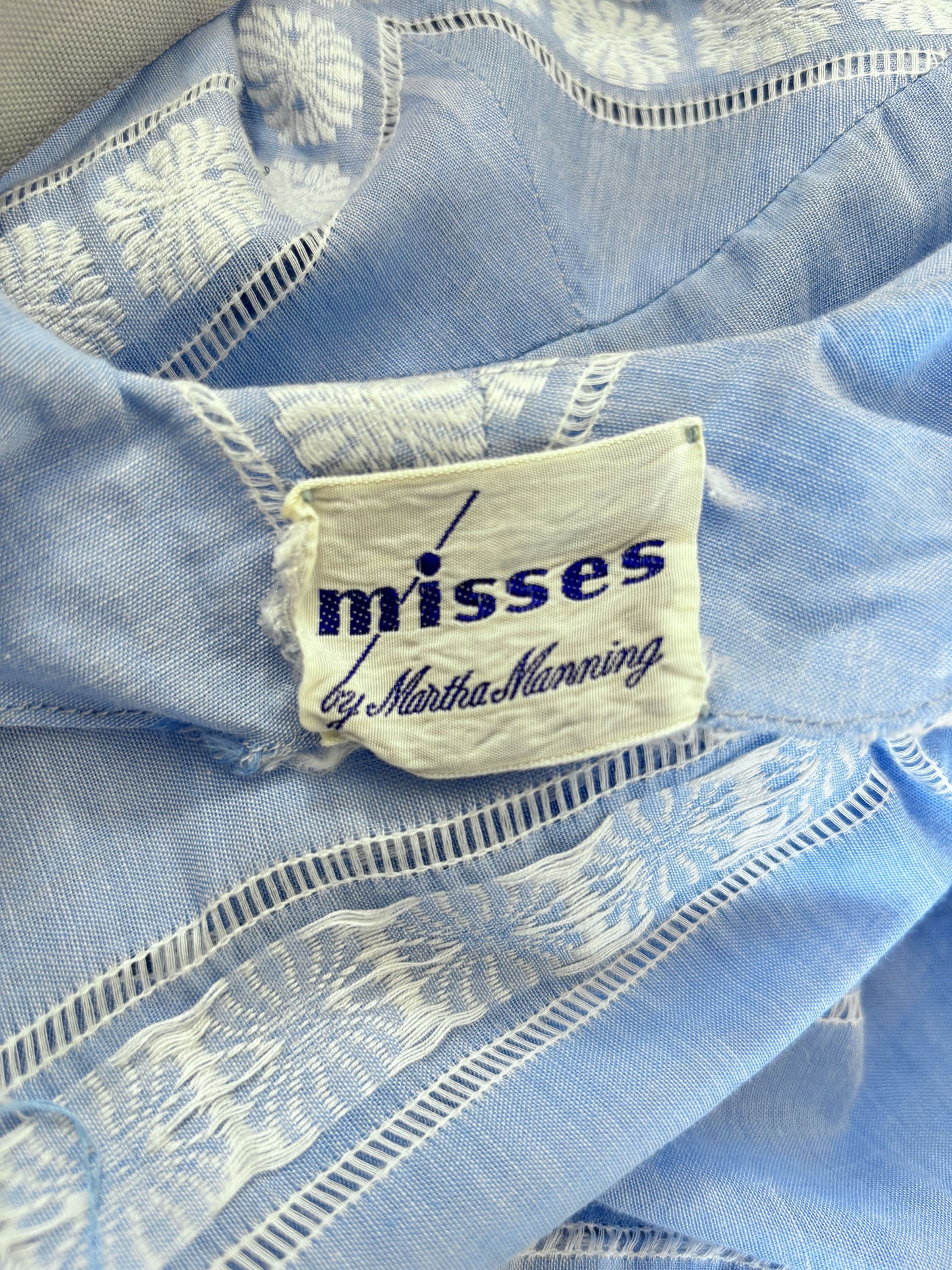 Vintage 1940s to 1950s Sundress - Breezy Pale Blue Cotton Chambray Coat Dress Size XS
