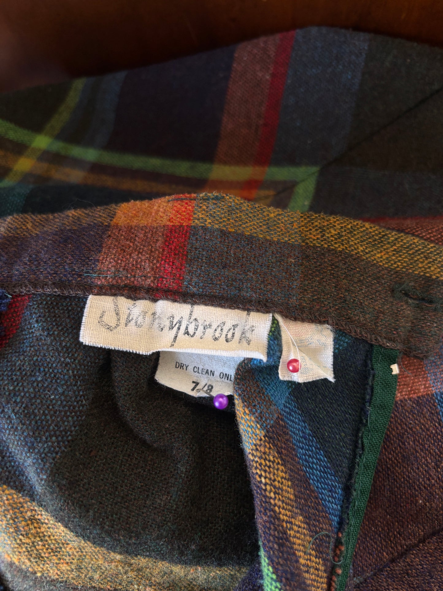 Vintage 1970s Skirt - Cozy Wool Rainbow Autumn Plaid Bias High Waist Size Small