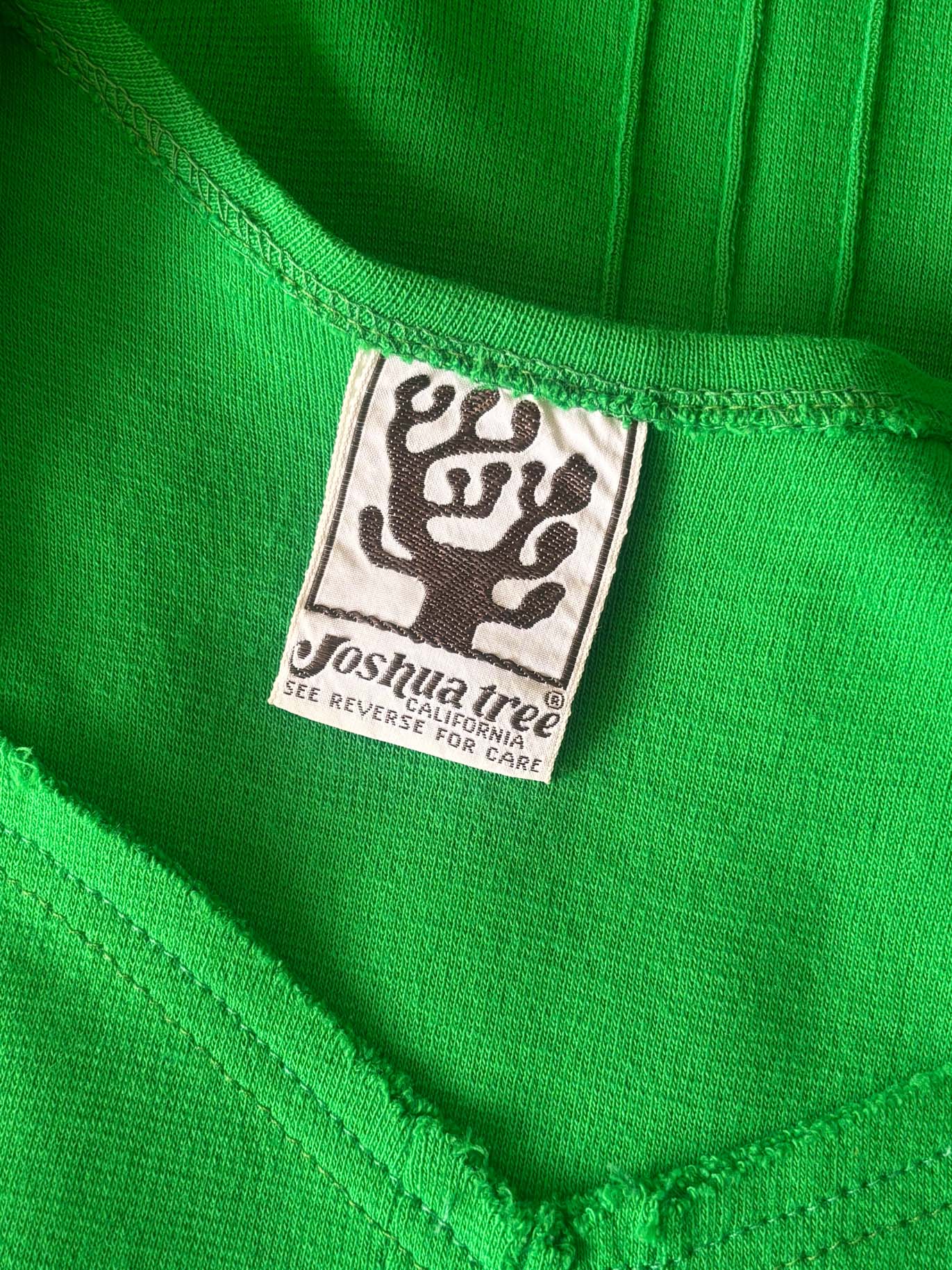 Vintage 1960s Designer Vest Skirt Knit Set - Frog Green Jersey Knitwear Joshua Tree Vest Top + Miniskirt Size M