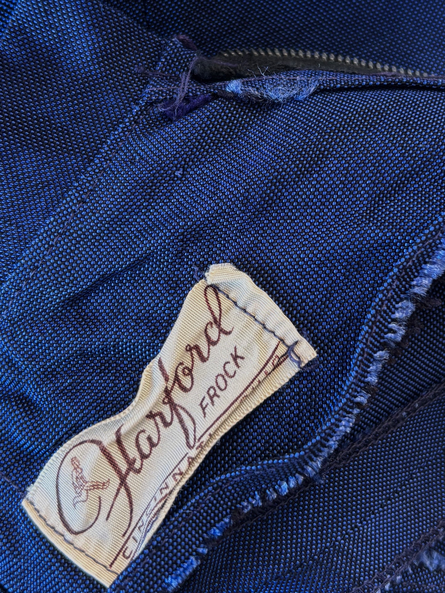 Vintage 1950s Party Dress - Striking Sapphire Blue Princess Seam Tea Length Sundress Size S to M