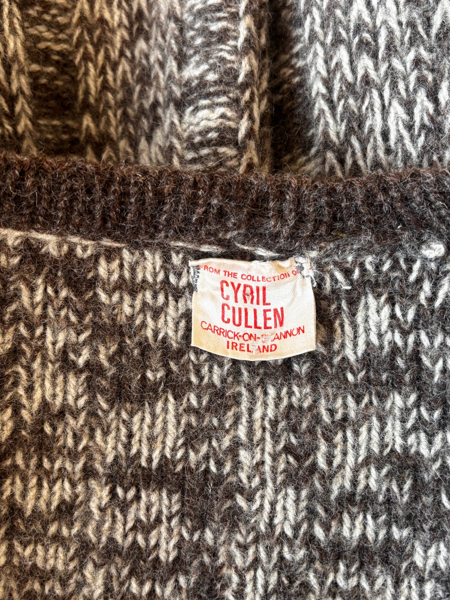 Vintage 1970s Irish Duster Sweater - Hand-Knit Neutral Pure Wool Belted Irish Fisherman's Cardigan Coat Size M