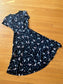 Vintage 1940s Dress - Charming French Poodle Novelty Print Navy Pastel Rayon Swing Dress Size S