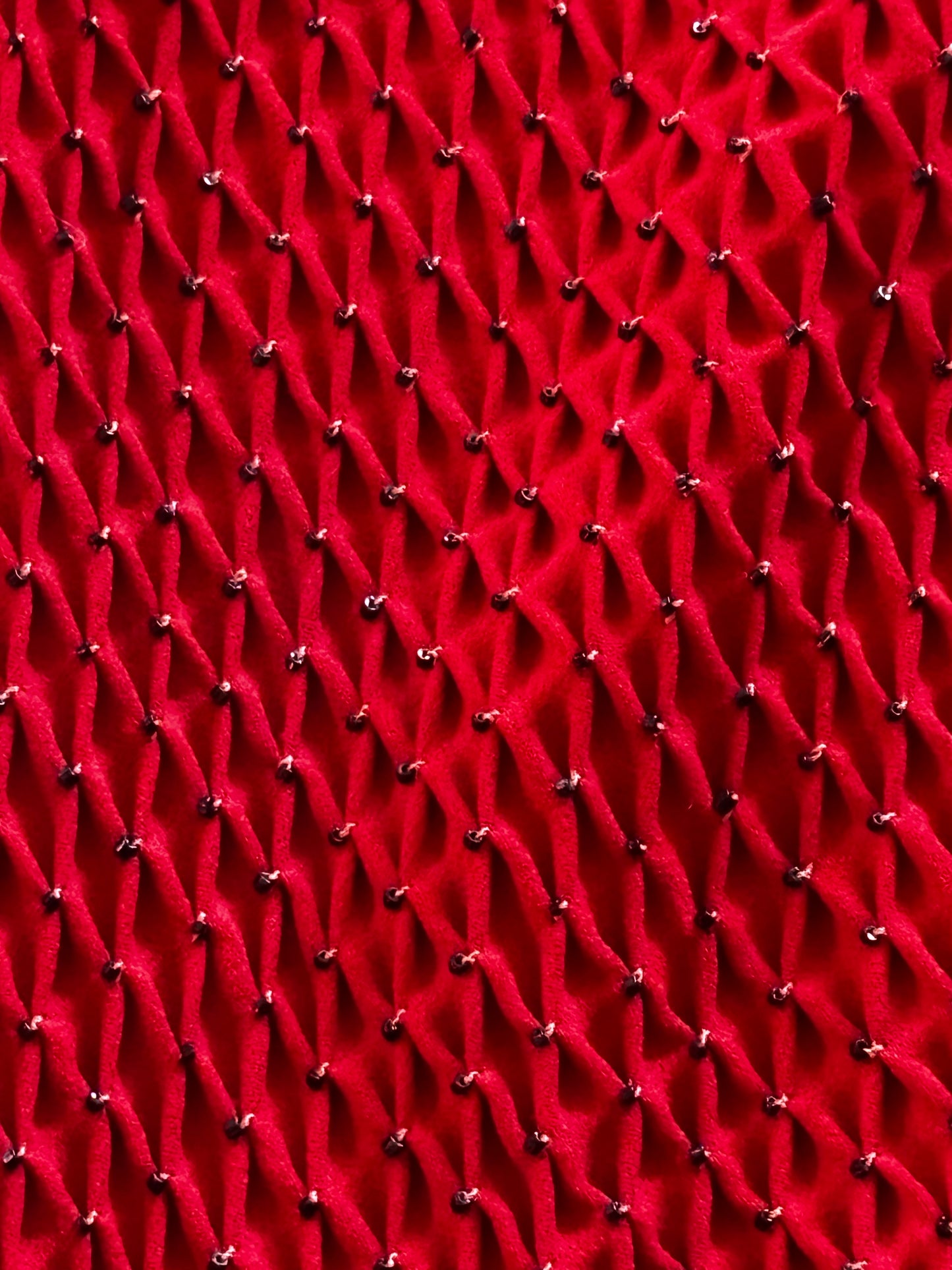 Vintage 1940s Gown - Spectacular Scarlet + Black Rayon Crepe Full Length Dress w Beading Size M