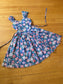 Vintage 1980s Dress - French Blue Pink Red Rose Print Robbie Bee Cotton Princess Belted Sundress Size M to L