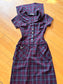 Vintage 1950s Dress - Pert Wine Charcoal Window Pane Plaid Cotton Bobbie Brooks Princess Dress Size S