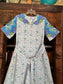 Vintage 1960s to 1970s Maxi Dress - Designer Ramona Rull Boho Blue Purple Lime Cotton Block Print Belted Gown Size XS to M