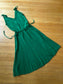 Vintage 1970s does 1940s Knitwear Dress - Emerald Green Pointelle Hand-Knit Sundress Size XS to M