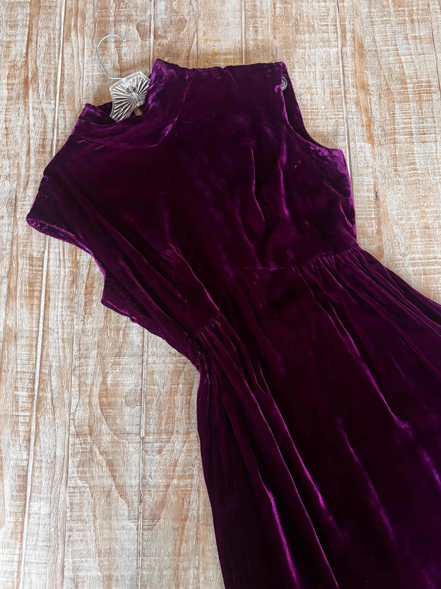 Vintage 1960s Velvet Dress - Stunning Lorrie Deb Violet Empire Full Length Maxi Evening Gown Size M