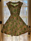 Vintage 1940s to 1950s Dress - Escher Style Novelty Print Summer to Autumn Trees Cotton Sundress Size S