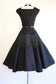 Vintage 1950s Couture Dress - Martini Designed Sylvan Rich Black Cotton Pique w Lace Daisy Inserts + Velvet Sundress Size S