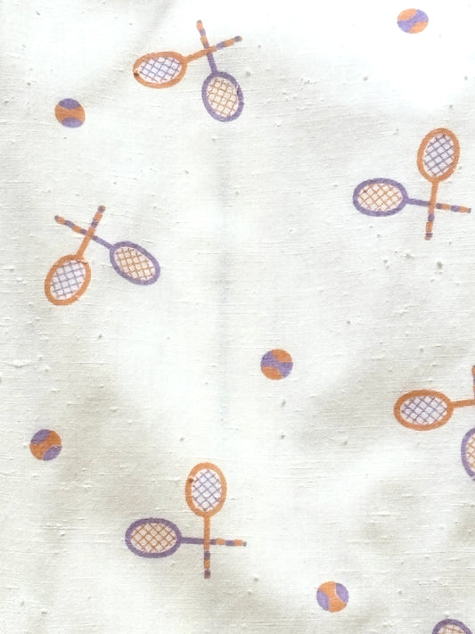 Vintage 1960s Dress - Cutest Mod Cotton Sport Tennis Novelty Print Sundress Size M to L