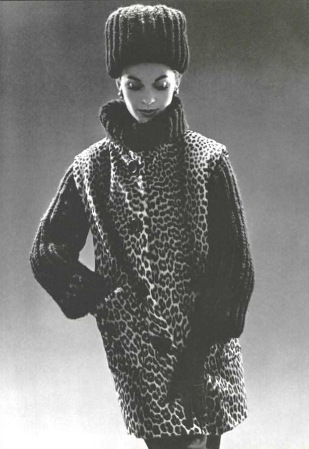 Vintage 1950s Panel Jacket - RARE Black Wool Knit + Velvety Leopard Print Faux Fur Shacket Sweater Cardigan Size M to L