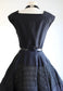 Vintage 1950s Couture Dress - Martini Designed Sylvan Rich Black Cotton Pique w Lace Daisy Inserts + Velvet Sundress Size S