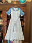 Vintage 1960s to 1970s Maxi Dress - Designer Ramona Rull Boho Blue Purple Lime Cotton Block Print Belted Gown Size XS to M
