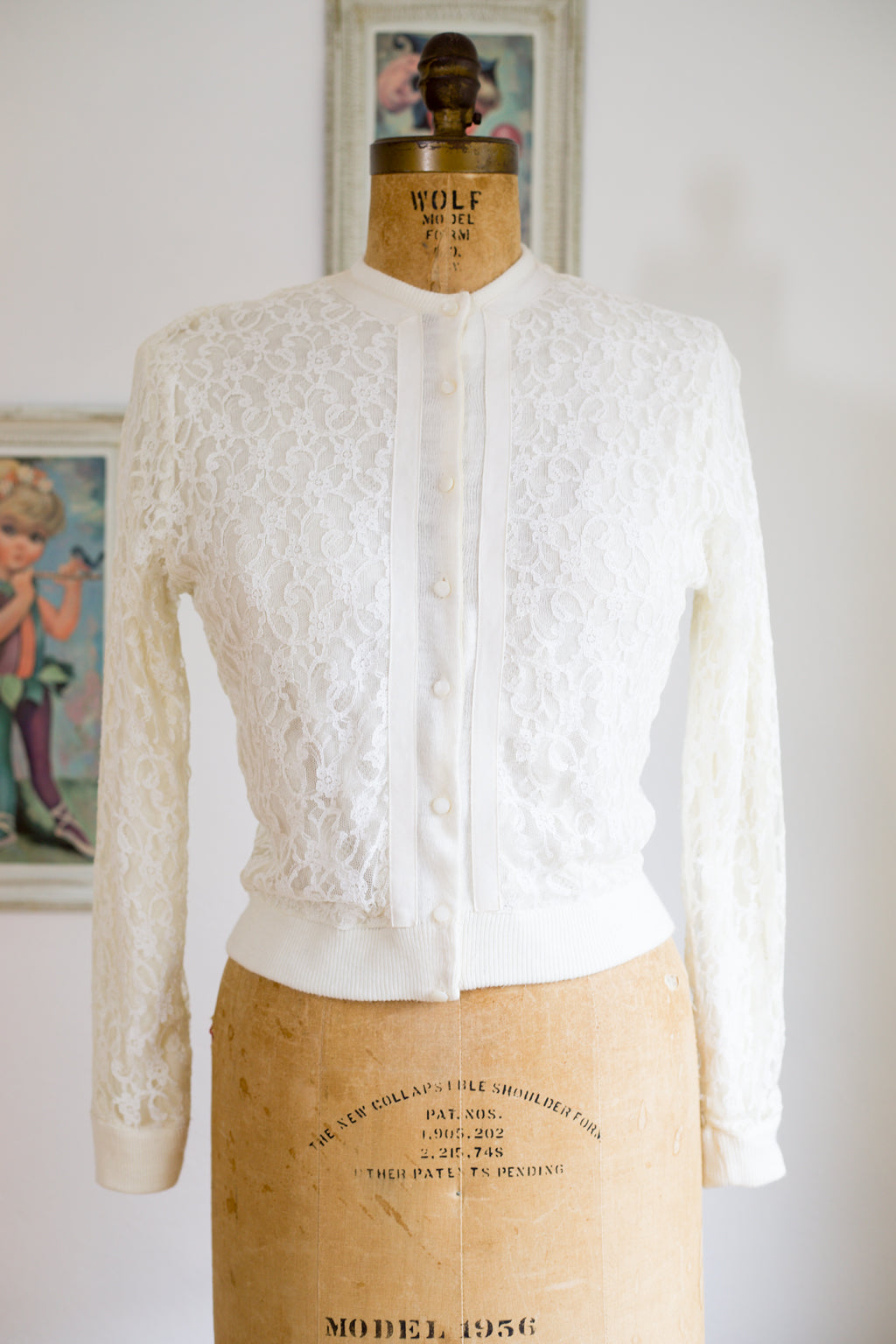 Vintage 1950s Cashmere + Lace Sweater - Frosty Ivory Sinfully Soft Cardigan Fits Range