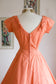 Vintage 1950s Coat Dress - Divine Jerry Gilden Soft Pumpkin Cotton Princess Seam Sundress w Rear Scoop + Bows! Size XS to S
