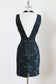 Vintage 1980s Cocktail Dress - SEXY Sculpted Hourglass Minidress w Black Lace over Emerald Green Size S