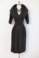 Vintage 1950s SUZY PERETTE Dress - Iconic Espresso + Black Woven Plaid Cotton Cocktail w Drama Collar Size M