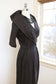 Vintage 1950s SUZY PERETTE Dress - Iconic Espresso + Black Woven Plaid Cotton Cocktail w Drama Collar Size M