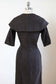 Vintage 1950s SUZY PERETTE Dress - Iconic Espresso + Black Woven Plaid Cotton Cocktail w Drama Collar Size M