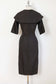 Vintage 1950s SUZY PERETTE Dress - Iconic Espresso + Black Woven Plaid Cotton Cocktail w Drama Collar Size M