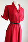 Vintage 1940s Dress - Lipstick Red Rayon Gabardine Front Metal Zipper Shirtwaist w 25 Bakelite Buttons! Size M to L