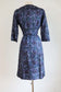 Vintage 1950s Dress Set - LOVELY Blue Batik Style Print Fitted Jacket + Cocktail Dress Size L