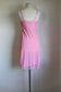Vintage 1950s to 1960s Slip - Candy Pink Nylon Embroidered Leaves Full Slip Gown Size S