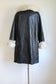 Vintage 1960s to 1970s Leather + Fox Coat - Luxe Black + Silver Arctic Fur Trench Size M to L