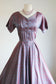 Vintage 1950s Dress - New Look Violet Pink Geometric Sharkskin Shimmer Jane Andre Designer Dress Size M to L