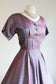 Vintage 1950s Dress - New Look Violet Pink Geometric Sharkskin Shimmer Jane Andre Designer Dress Size M to L