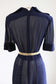 Vintage 1940s Rayon Mesh Dress - BITCHY Midnight Blue Gothic with Stabby Points Size L to XL