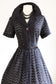 Vintage 1950s to 1960s Shirtwaist - DARLING Black Eyelet Cotton w Big Lucite Buttons Dress Size L to XL