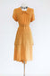 Vintage 1940s Rayon Dress - VOLUP + FABULOUS Honey Draped + Trained + Fishtail Belted Cocktail Dress Size L to XL