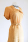 Vintage 1940s Rayon Dress - VOLUP + FABULOUS Honey Draped + Trained + Fishtail Belted Cocktail Dress Size L to XL