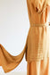 Vintage 1940s Rayon Dress - VOLUP + FABULOUS Honey Draped + Trained + Fishtail Belted Cocktail Dress Size L to XL