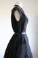 Vintage 1950s Couture Dress - Martini Designed Sylvan Rich Black Cotton Pique w Lace Daisy Inserts + Velvet Sundress Size S
