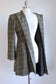 Vintage 1940s Midi Coat - SUPERB Junior's Sporty Strong Shoulder Wool Houndstooth Plaid w Yellow + PINK Size S or M