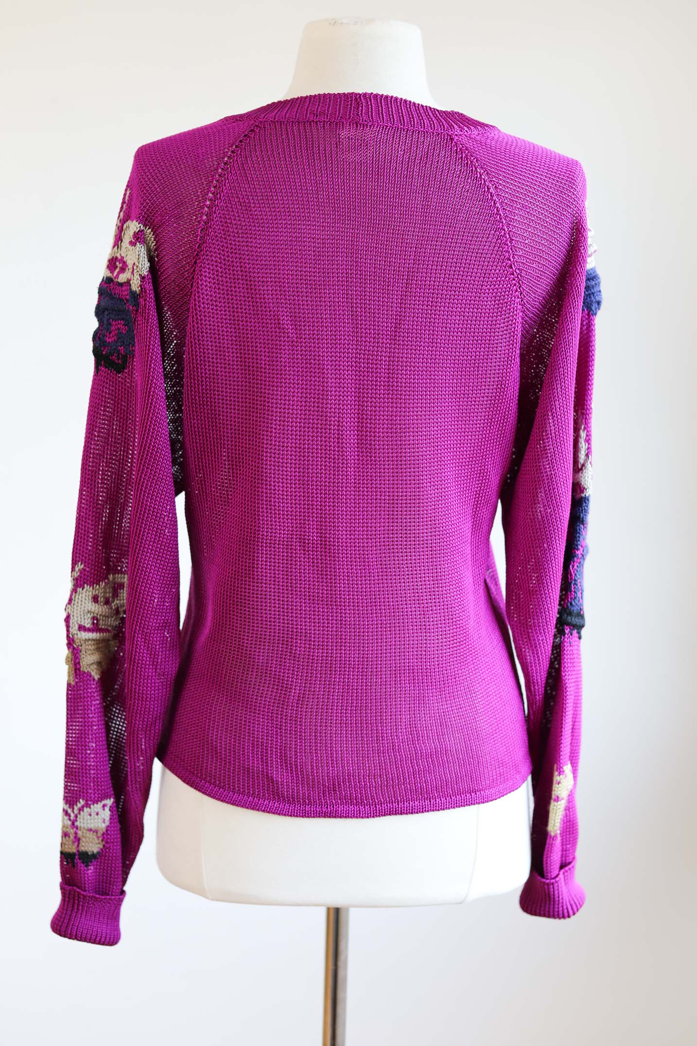 Vintage 1980s Krizia Sweater - DARLING Designer Pure Silk Pullover Top w Novelty Butterflies Size S to M