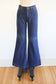 Vintage 1970s Denim Jeans - FRINGE BOOTY! Dark Wash Wide Leg Bell Bottom Flare Pants W28"