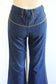 Vintage 1970s Denim Jeans - FRINGE BOOTY! Dark Wash Wide Leg Bell Bottom Flare Pants W28"