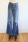 Vintage 1970s LEE Denim Jeans - BRASS BUTTONS Low Rise XL Inseam Sailor Nautical Bell Bottom Flare Pants W32"