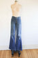 Vintage 1970s LEE Denim Jeans - BRASS BUTTONS Low Rise XL Inseam Sailor Nautical Bell Bottom Flare Pants W32"